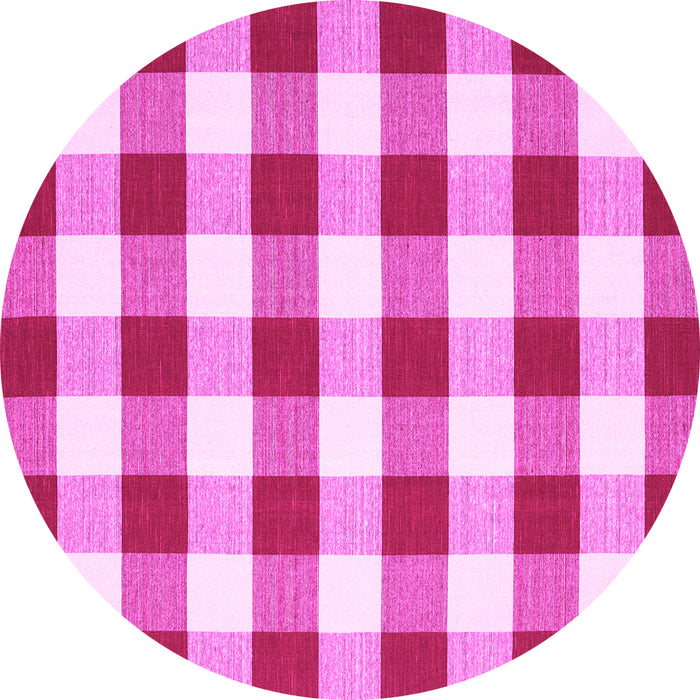 Round Checkered Pink Modern Rug, con2476pnk