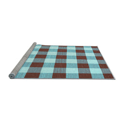 Sideview of Machine Washable Checkered Light Blue Modern Rug, wshcon2476lblu