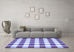 Machine Washable Checkered Blue Modern Rug in a Living Room, wshcon2476blu