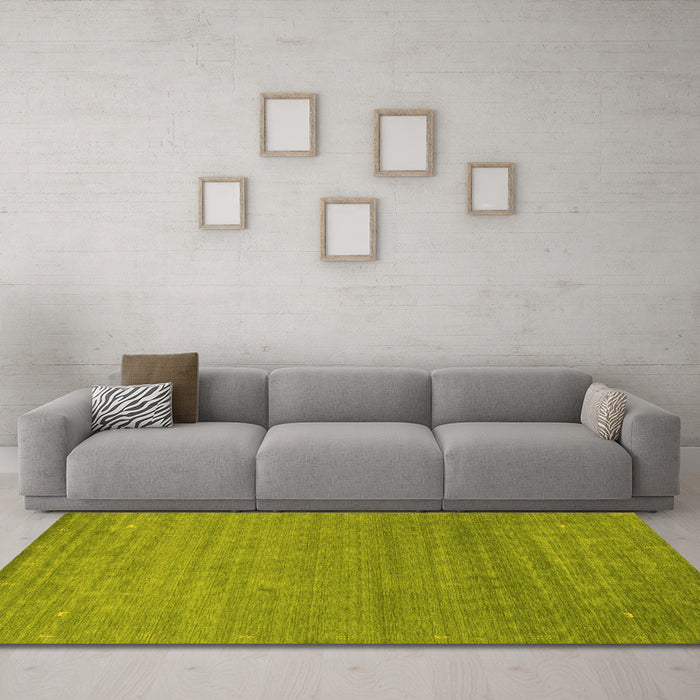 Machine Washable Abstract Yellow Contemporary Rug in a Living Room, wshcon2477yw
