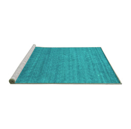 Sideview of Machine Washable Abstract Turquoise Contemporary Area Rugs, wshcon2477turq