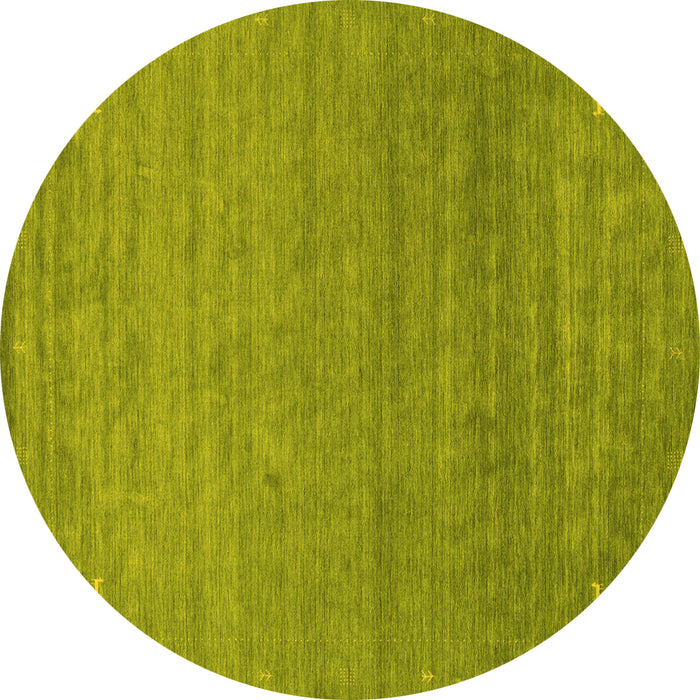 Round Machine Washable Abstract Yellow Contemporary Rug, wshcon2477yw