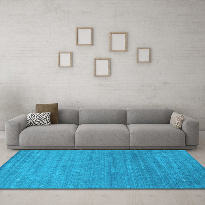 Machine Washable Abstract Light Blue Contemporary Rug in a Living Room, wshcon2477lblu