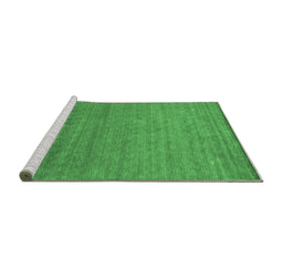 Sideview of Machine Washable Abstract Emerald Green Contemporary Area Rugs, wshcon2477emgrn