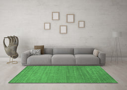 Machine Washable Abstract Emerald Green Contemporary Area Rugs in a Living Room,, wshcon2477emgrn