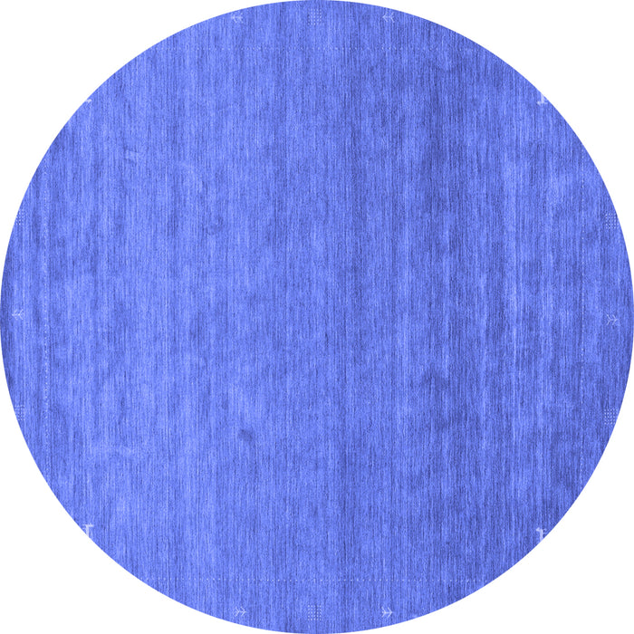 Round Machine Washable Abstract Blue Contemporary Rug, wshcon2477blu