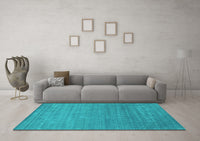 Machine Washable Abstract Turquoise Contemporary Rug, wshcon2477turq