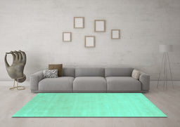 Machine Washable Solid Turquoise Modern Area Rugs in a Living Room,, wshcon2478turq