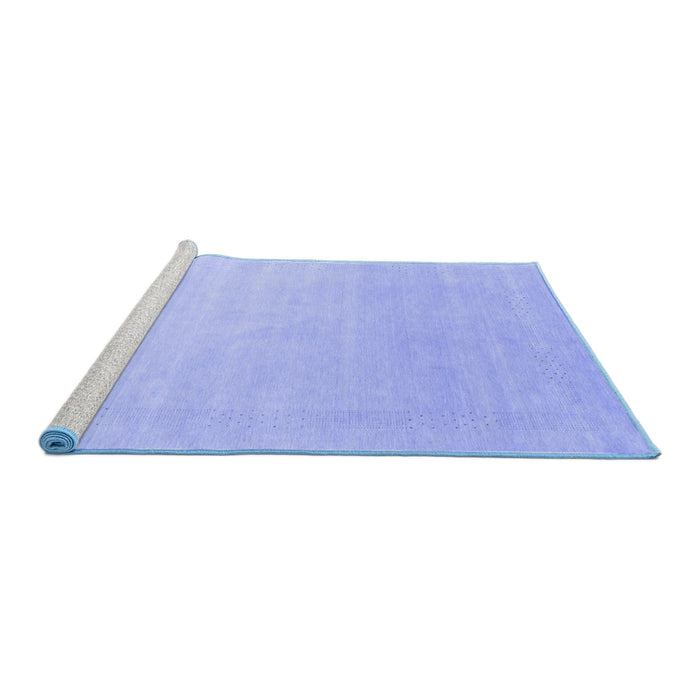Sideview of Machine Washable Solid Blue Modern Rug, wshcon2478blu