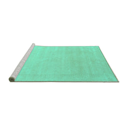 Sideview of Machine Washable Solid Turquoise Modern Area Rugs, wshcon2478turq