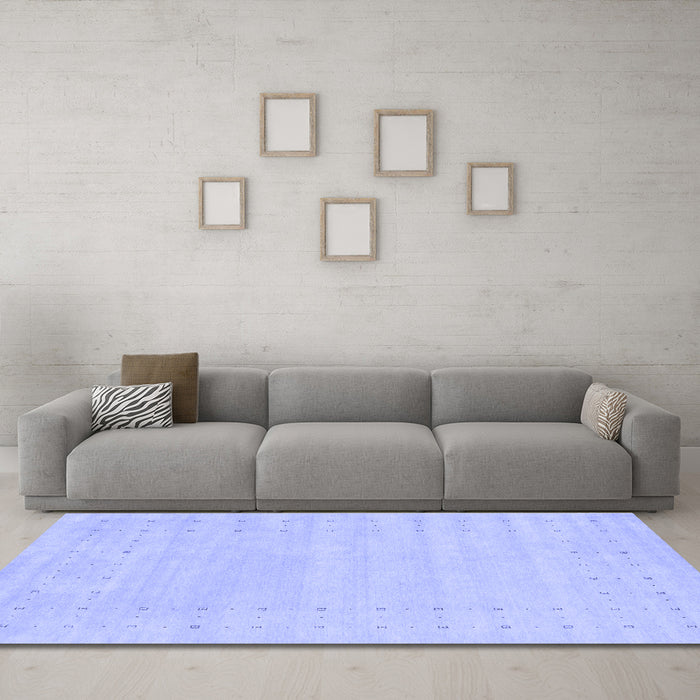 Machine Washable Solid Blue Modern Rug in a Living Room, wshcon2479blu
