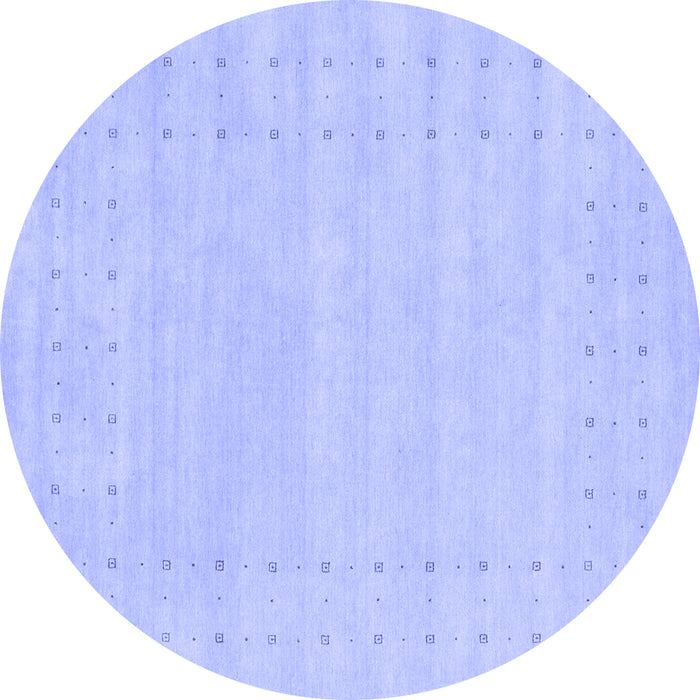 Round Machine Washable Solid Blue Modern Rug, wshcon2479blu