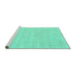 Sideview of Machine Washable Solid Turquoise Modern Area Rugs, wshcon2479turq