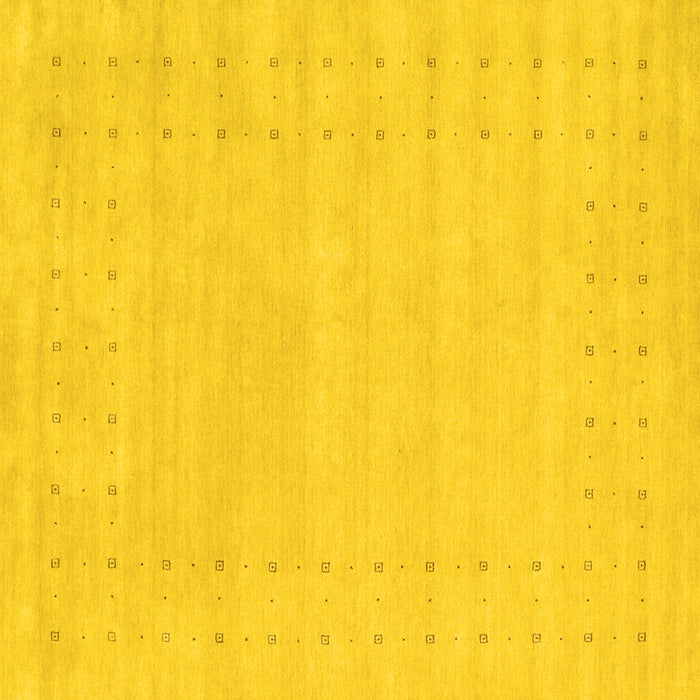 Square Machine Washable Solid Yellow Modern Rug, wshcon2479yw