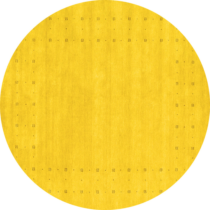 Round Solid Yellow Modern Rug, con2479yw
