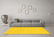 Machine Washable Solid Yellow Modern Rug in a Living Room, wshcon2479yw