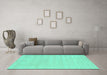Machine Washable Solid Turquoise Modern Area Rugs in a Living Room,, wshcon2479turq