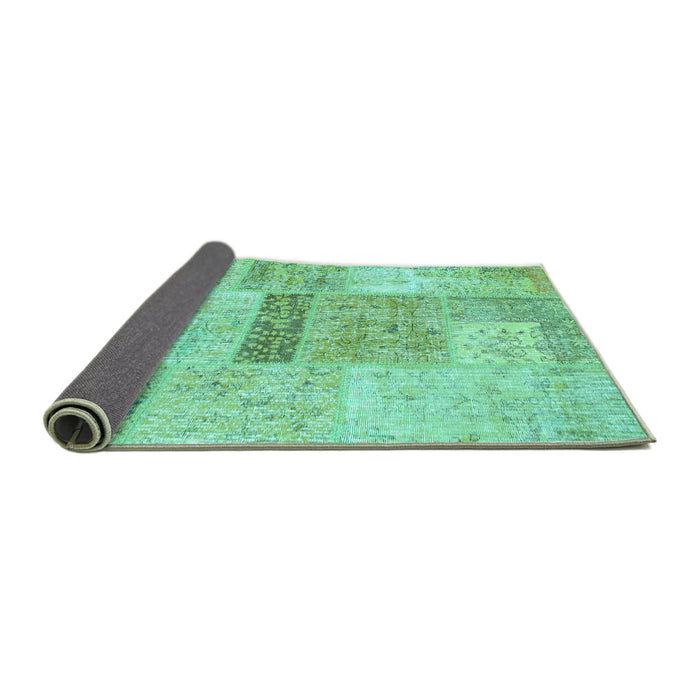 Sideview of Patchwork Turquoise Transitional Rug, con247turq