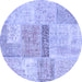 Round Patchwork Blue Transitional Rug, con247blu