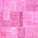 Square Machine Washable Patchwork Pink Transitional Rug, wshcon247pnk