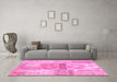 Machine Washable Patchwork Pink Transitional Rug in a Living Room, wshcon247pnk