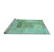 Sideview of Machine Washable Patchwork Light Blue Transitional Rug, wshcon247lblu