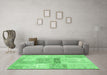 Machine Washable Patchwork Emerald Green Transitional Area Rugs in a Living Room,, wshcon247emgrn