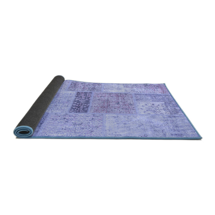 Sideview of Patchwork Blue Transitional Rug, con247blu