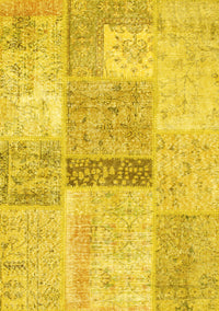 Patchwork Yellow Transitional Rug, con247yw