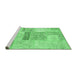 Sideview of Machine Washable Patchwork Emerald Green Transitional Area Rugs, wshcon247emgrn