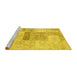 Sideview of Machine Washable Patchwork Yellow Transitional Rug, wshcon247yw