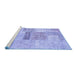 Sideview of Machine Washable Patchwork Blue Transitional Rug, wshcon247blu