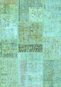 Patchwork Light Blue Transitional Rug, con247lblu