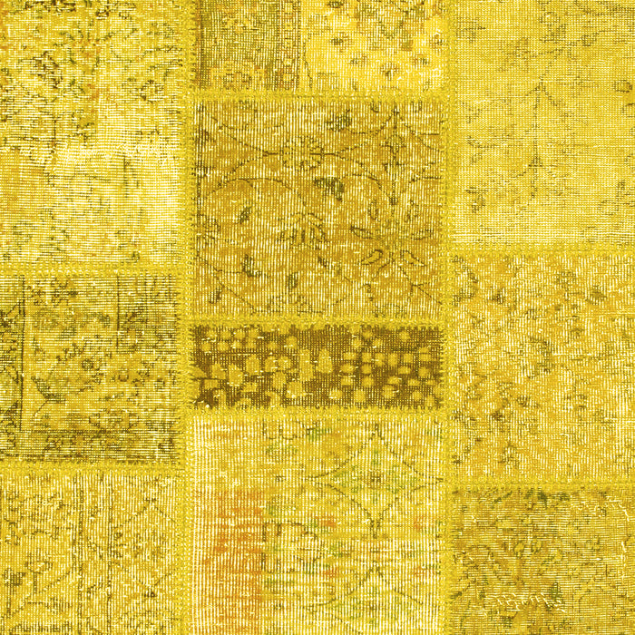 Machine Washable Patchwork Yellow Transitional Rug, wshcon247yw