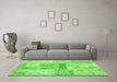 Machine Washable Patchwork Green Transitional Area Rugs in a Living Room,, wshcon247grn