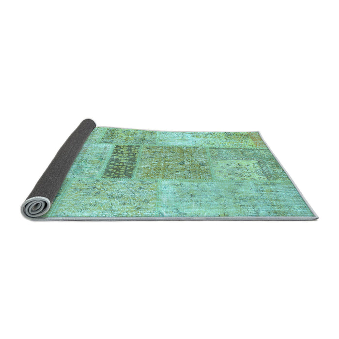 Sideview of Patchwork Light Blue Transitional Rug, con247lblu