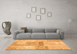 Machine Washable Patchwork Orange Transitional Area Rugs in a Living Room, wshcon247org