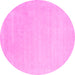 Round Machine Washable Solid Pink Modern Rug, wshcon2480pnk