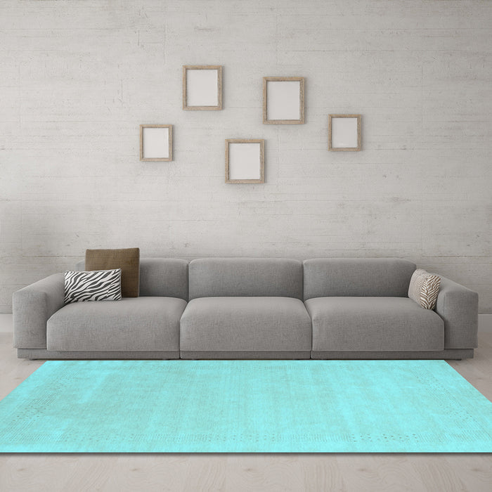 Machine Washable Solid Light Blue Modern Rug in a Living Room, wshcon2480lblu