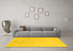 Machine Washable Solid Yellow Modern Rug in a Living Room, wshcon2480yw