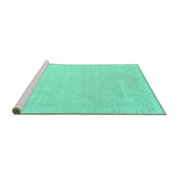 Sideview of Machine Washable Solid Turquoise Modern Area Rugs, wshcon2480turq
