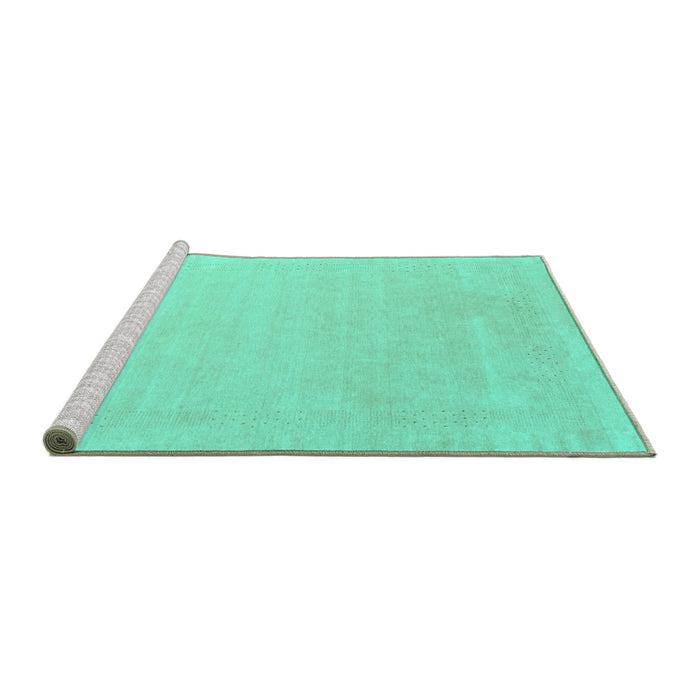 Sideview of Machine Washable Solid Turquoise Modern Area Rugs, wshcon2480turq