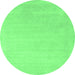 Round Machine Washable Solid Emerald Green Modern Area Rugs, wshcon2480emgrn