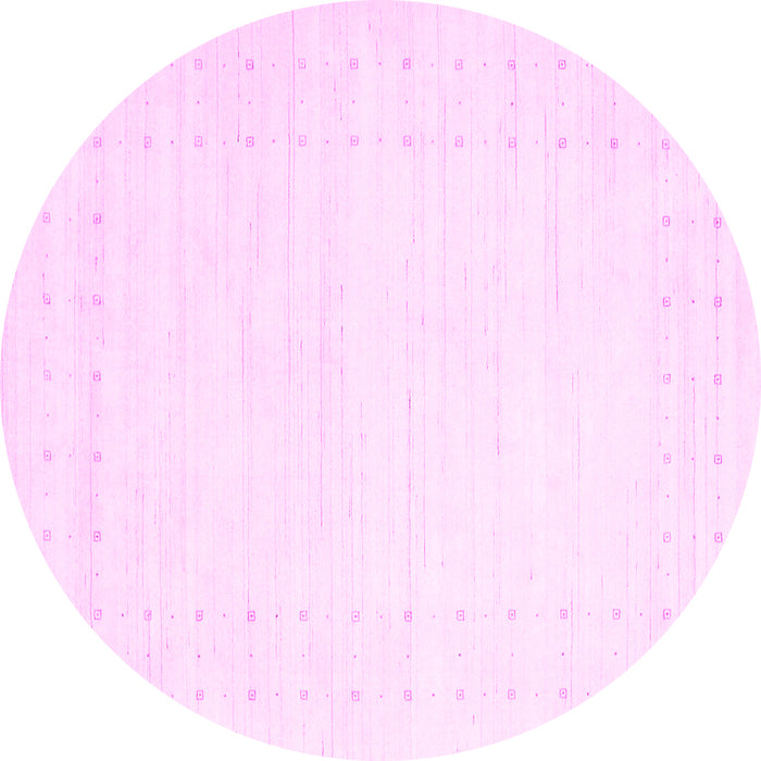 Round Machine Washable Solid Pink Modern Rug, wshcon2481pnk