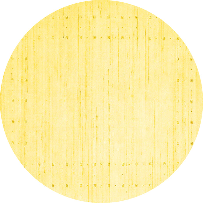 Round Machine Washable Solid Yellow Modern Rug, wshcon2481yw