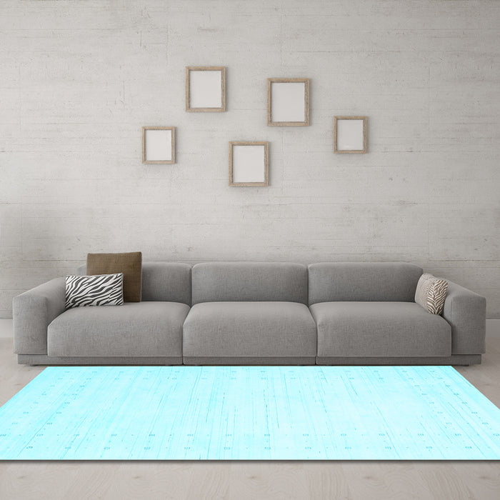 Machine Washable Solid Light Blue Modern Rug in a Living Room, wshcon2481lblu