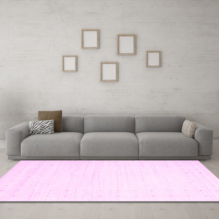 Machine Washable Solid Pink Modern Rug in a Living Room, wshcon2481pnk