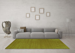 Machine Washable Abstract Green Contemporary Area Rugs in a Living Room,, wshcon2482grn