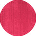 Round Machine Washable Abstract Pink Contemporary Rug, wshcon2482pnk