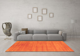 Machine Washable Abstract Orange Contemporary Area Rugs in a Living Room, wshcon2483org